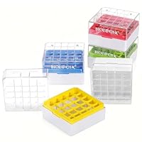 CryoKing 5 Stücke Kryobox, kryoröhrchen box mit Codierung, Mikrozentrifugenröhrchenbehälter, Kryogene Aufbewahrungsboxen, 25 Gitter, PC, 2 Zoll, 75 * 75 * 52mm (5 Stücke)