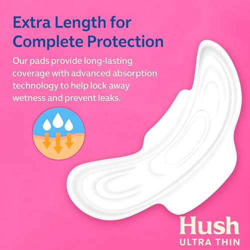 Image of Hush Ultrathin Sanitary Pads | 280mm | Super Absorption | Large Wings | Odour Lock | Comfortable & Long-Lasting Protection | Pack of 6 | XL | 36 Sanitary Pads
