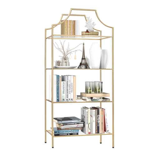 GIFTTROVE 4 Tier Bookshelf, Metal Book Shelf for Storage, Tall