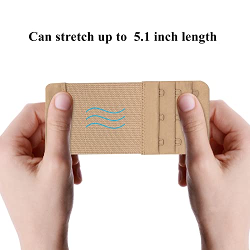 Women's Bra Extenders 3 Hook, 4 Pcs Soft And Comfortable Elastic Stretchy Bra Extension Strap, Skin Color #TOP3