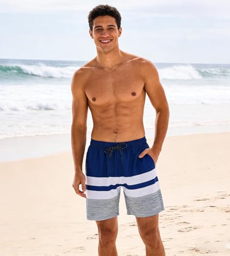 Image of HODOSPORTS Mens 7 inch Swim Trunks with Compression Liner S-6XL Quick Dry Swimming Shorts Zipper Pockets Swimsuits