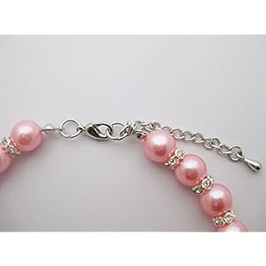 Crystal dog pearls necklace jewelry with bling rhinestone bone charm for small dogs girl  chihuahua yorkie clothes costume outfits accessories adjustable and handmade   cucciolini doodles