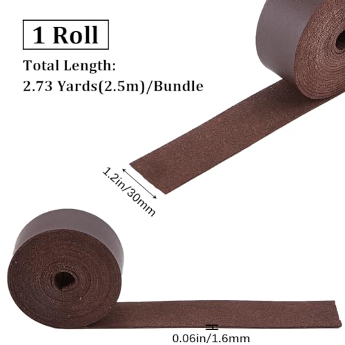 GORGECRAFT 30mm Wide Flat Leather Cord 98 Inch Long Leather Strips 1.6mm Thick Lychee Grain Imitation Leather Strap Strings for DIY Crafts Pet Collars Belt Handles Making Workshop - Image 2