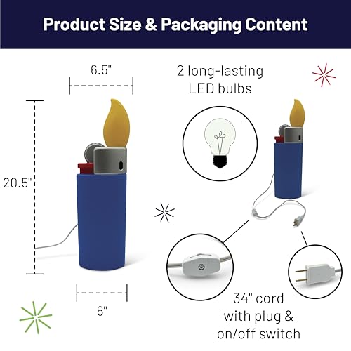 Image of 20.5-Inch Novelty Lighter - Blow Mold Lamp with Fun LED Lights for Indoor Use - Quirky Lamp for Kitchen or Party Display