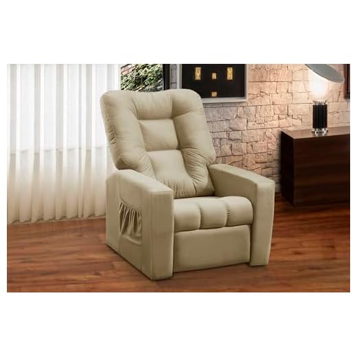 Poltrona do Papai Reclinável Itália Suede Bege Adonai Estofados