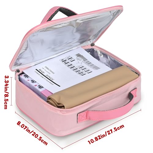 Set pequeño de mahjong chino rosa con 152 fichas y bolsa miniatura 4