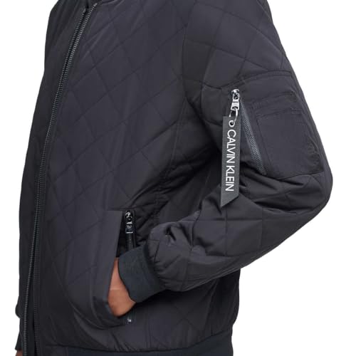 Image of Calvin Klein Men's Ribbed Collar Quilted Bomber Jacket