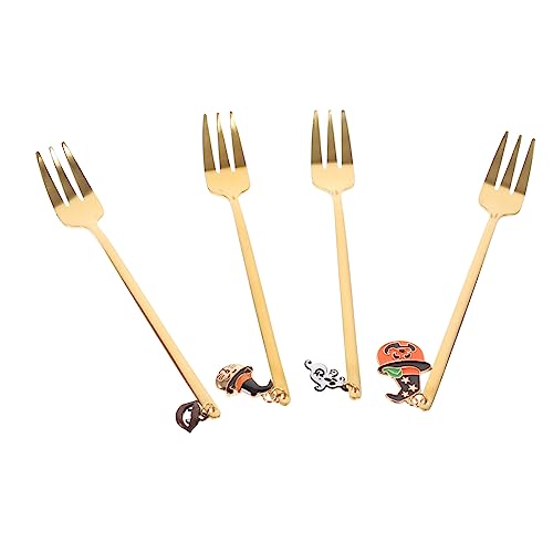 DECHOUS 4pcs Halloween Themed Fruit Forks Stainless Steel Dessert Forks for Parties Gatherings Premium Household Dinnerware with Comfortable Grip and Fun Design