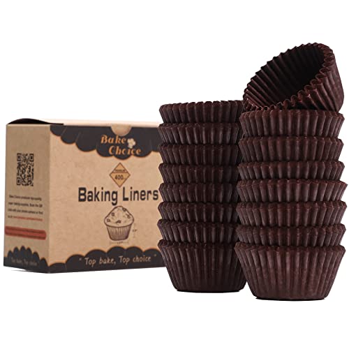 Mini Moldes Magdalenas Papel,400 Piezas,Pergamino Antiadherente de Grado Alimenticio,Moldes Papel Magdalenas Marrón,Tamaño Mini