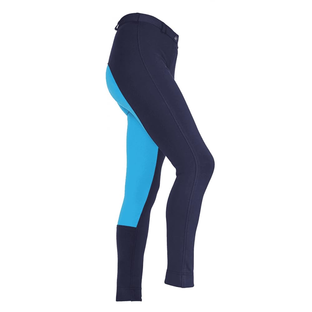 Shires Maids Two Tone Childrens Jodhpurs - Navy/Turquoise: 5-6