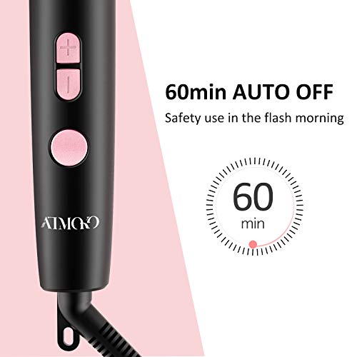 ATMOKO 2 in 1 Curling Wand,Interchangeable Hair Curler Wand Pearl Ceramic barrel with Digital Controls+22 Heat Settings,60min Auto Off Hair Wand Curling Iron for Beach Waves (1-1.5inch)