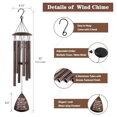 Image of Soopau Gifts for Best Friend Women Men, 32 inch Bronze Wind Chimes Friendship Gifts for Women, Bestie Gift for Woman, Gift Ideas for Bestfriend