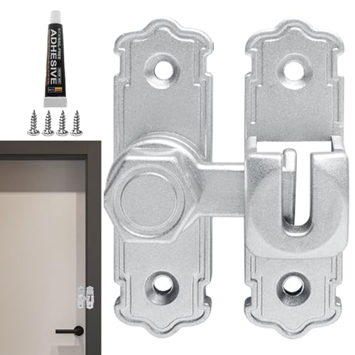 Pestillo de puerta – Pestillo de puerta de baño | Pestillos de puerta de protección de privacidad sin perforaciones, accesorios de bloqueo interior de metal para dormitorio, balcón, cocina, patio