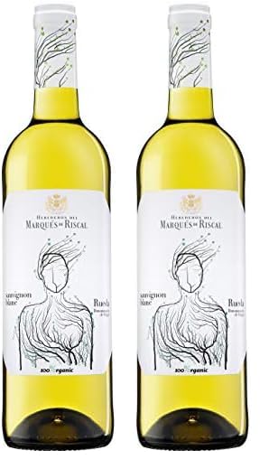 Marqués de Riscal - Vino blanco Sauvignon Blanc Denominación de Origen Rueda, Variedad 100% Sauvignon, 100% Organic con certificación ecológica - Botella individual 750 ml (Paquete de 2)