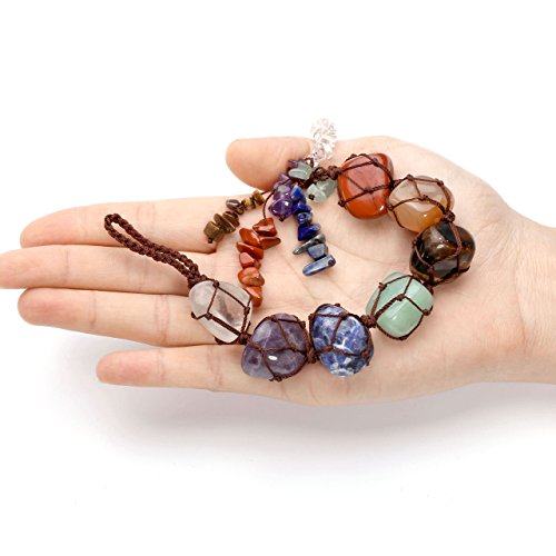 Top Plaza Gemstones Reiki Healing Crystals Hanging Ornament Home Indoor Decoration For Good Luck,Yoga Meditation,Protection (7 Chakra) #TOP2