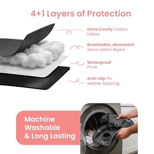 Image of Piddle Pad 2-Pack, Potty Training Car Seat Protector, Toddler Car Seat Cover & Stroller Protector, Machine Washable Waterproof Car Seat, Anti-Slip, Universal Fit (Black)