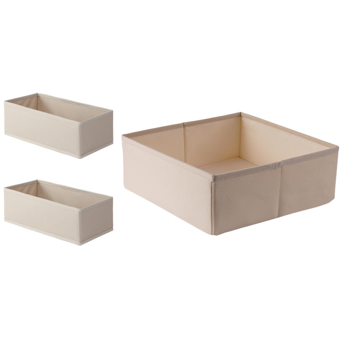 SHINEOFI Organizer per Cassetto Beige per Biancheria Intima, Calzini e Reggiseni, Set da 3 Pezzi Divisori per Ordinare e Tenere in Ordine nella Stanza da Dormire