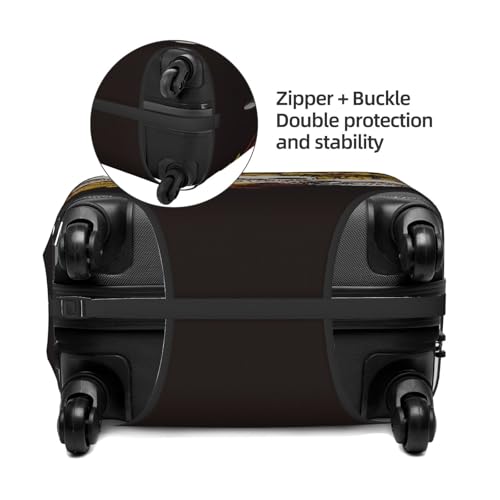 Three Skull Head And Sunflower Travel Luggage Cover Suitcase Protector Bag,Anti-Scratch Fits 18-32 Inch Luggage,Suitcase Sleeve For Kid And Adult,Medium4