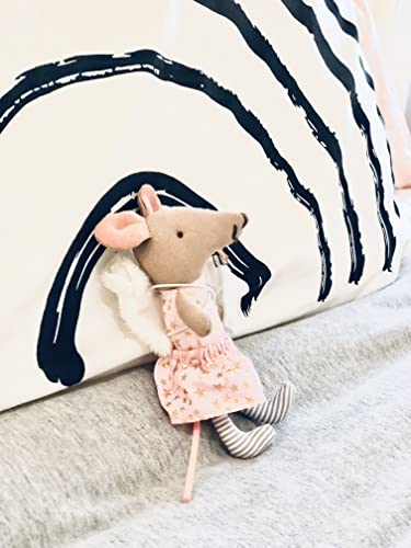 Muñeca de lino Gato en caja con cartera de ratón miniatura 4