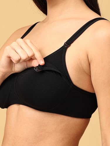 Image of The Mom Store Mom Nursing Bra | Full Coverage Non Padded Bra | Feeding Bra | Maternity Bra | Non Wired Bra | Cotton Blend