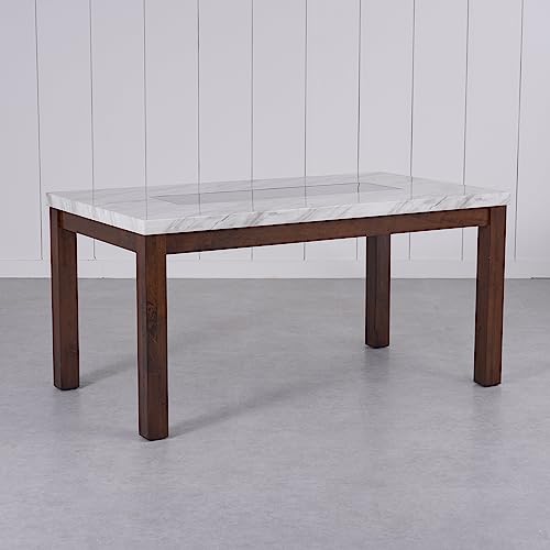 Image of Home Centre | Harmony | Faux Marble Top | 6 Seater Tables | White | 1 Year Warranty
