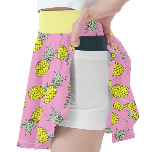 Girls Skorts High Waist Athletic Skirts with Shorts Pineapple Stretchy Teens Performance Tennis2
