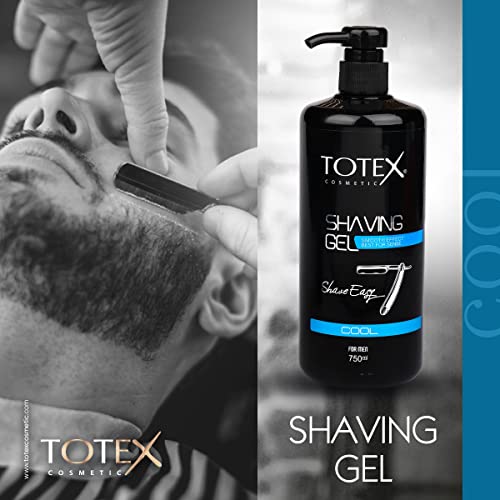 Totex Cool Shaving Shave Gel Professional Formula Sensitive Smooth Effect Best For Sense With Pump Easy Economical Use For Men & Women 750 Ml #TOP1