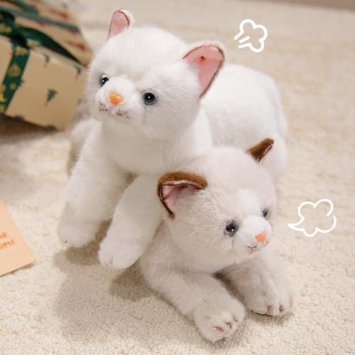 Image of PEACH CAT Cat Stuffed Animal 15 inch Realistic Kitten Plushies Soft Plush Toys Gifts for Kids White