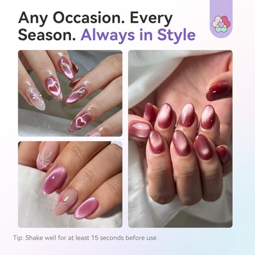 Image of SAVILAND Dilution Free Cat Eye Airbrush Gel Nail Polish Hema-Free: Vintage Rose Velvet Collection 6 Colors Nail Acetone Free Magnetic Gel Fine Mist Spray for Ombre & French Nail Art with Magnet
