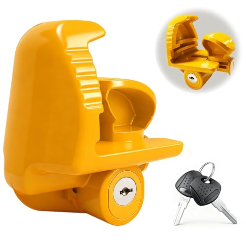 Image of Zinc Alloy Trailer Lock with Keys, Universal Trailer Tongue Lock(Yellow) | Compatible with 1-7 /8 inch, 2 inch, 2-5 /16 inch / 48mm, 51mm, 59mm Couplers, Fits Vehicles, Trailers and RVs