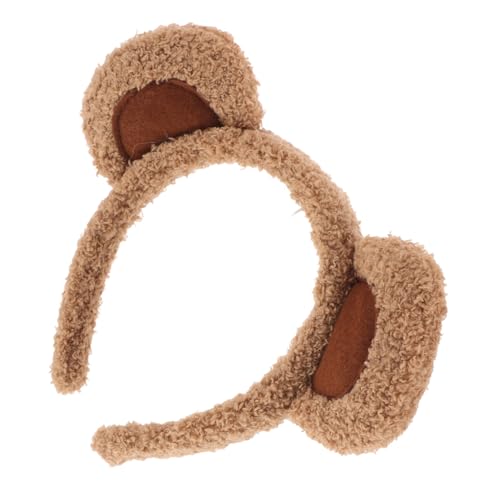 FOMIYES 豪華なヘアアクセサリー メイクアップヘッドバンド サルの耳カチューシャ 洗顔用カチューシャ ハロウィーンベアヘアバンド クマ耳帽子 ぬいぐるみ Dark Brown