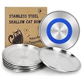 Supet Whisker Frinendly Cat Plates for Wet and Dry Food, Cat Bowls with Non-Slip Bottom, 304 Stainless Steel Flat Wide Shallow Dishes for Indoor Kitten (8Pcs)