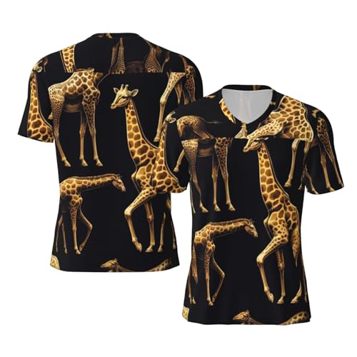 Stylish Athletic Sports Jersey Elegant-Giraffe-Pattern Men's Rugby Jersey Xx-Large Black