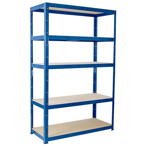 G-Rack 5 Tier Garage Shelving Units | Metal Shelving Storage | Heavy-Duty Organization Racks | Adjustable Shelves | 2000LB Capacity | Ideal for Workshop, Shed, Office - 71" H x 35" L x 12" W (Blue)