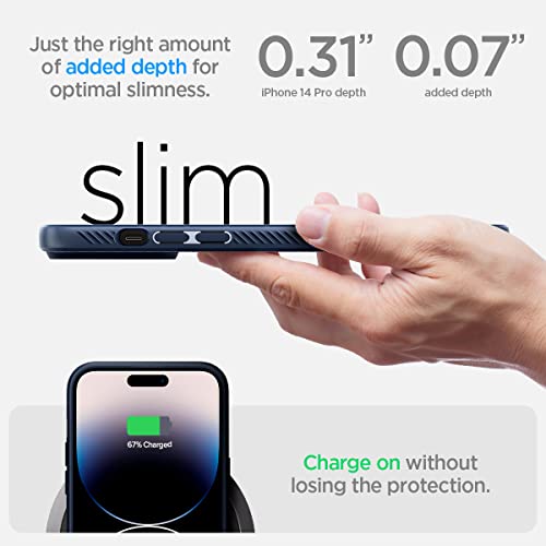 Image of Spigen Liquid Air Designed for iPhone 14 Pro Case (2022) [Military-Grade Protection] - Navy Blue