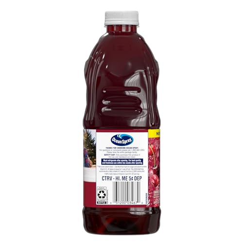Image of Ocean Spray 100% Juice Cranberry Cherry Juice Blend, 64 Fl Oz Bottle (Pack of 8)