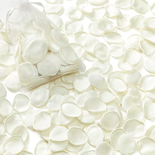 Serwalin 300pcs Silk Rose Petals Flower Petals for Weddings Ivory White Petals Fake Rose Petals Artificial Flower Petals for Wedding Proposal Flower Girl Basket Aisle Runner Bridal Shower