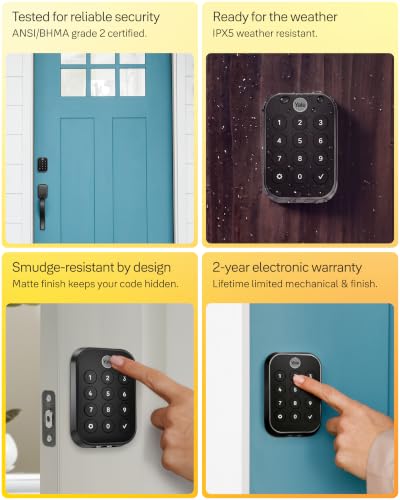 Image of Yale Security Lock 2 Deadbolt, Black Smart Keyless Entry Door Lock with Wi-Fi Connected Touch Keypad and Smart Lock, YRD430-WF1-BSP