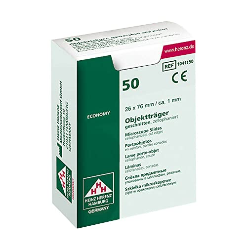 Objektträger Economy geschliffen 90° Grad Mattrand 75x25x1mm zellophaniert 50 St/Box Cover