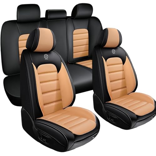Image of Nappa Leather Seat Covers for Ford Bronco Sport 2021-2024,Car Seat Covers Full Set,Waterproof Seat Protectors Auto Seat Covers,Breathable Nonslip Interior Cover Seats for Cars(Black and Orange)