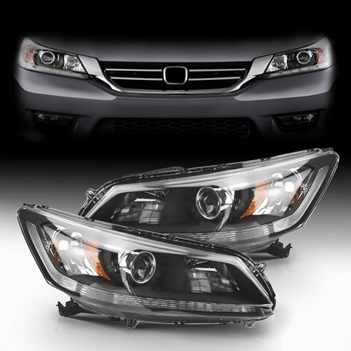 Tyrigion 2PCS Halogen Headlight Assembly Left & Right Side Headlamp For 2013 2014 2015 Honda Accord 4-Door HO2502151 HO2503151