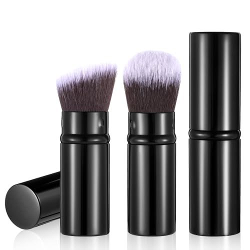 Lot de 2 pinceaux à poudre rétractables - Pinceaux de maquillage portables - Pinceaux de fond de teint - Pinceau à poudre - Pinceau de maquillage - Outils cosmétiques pour fard à joues - Polissage