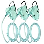 3 Pack Oxygen Mask for Face Adult with 7 Ft Tube, Adult Oxygen Mask with Adjustable Elastic Strap - Adult Elongated XL,Green