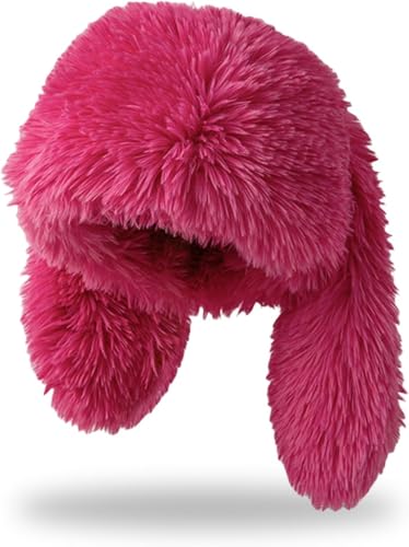 Bunny Ears Hat Fuffy Bunny Hat Cute Y2K Furry Rabbit Beanies for Indoor Outdoor Festival Party Pink