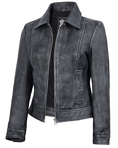 Image of Decrum Vintage Style Women's Leather Jacket - Real Lambskin Casual Leather Jacket for Women