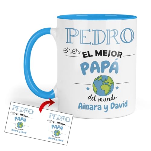 Kembilove Taza Papá Personalizada | El Mejor Padre del Mundo con Nombre | Regalo Original para Papás, Día del Padre, Cumpleaños o Navidad | Tazas de Desayuno de Cerámica 350ml Kembilove Taza Papá Personalizada | El Mejor Padre del Mundo con Nombre | Regalo Original para Papás, Día del Padre, Cumpleaños o Navidad | Tazas de Desayuno de Cerámica 350ml