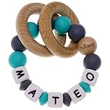 DISEÑO MULTIFUNCIONAL: El sonajero pulsera de dentición personalizada de Munchewy tiene un diseño versátil para los niños, estimula el desarrollo visual, motor y sensorial. El crujido y el tintineo despiertan la conciencia auditiva. Las antenas anudadas y las asas con textura estimulan las encías del bebé. El mango fácil de agarrar ayuda a estimular la motricidad fina. Los colores brillantes ayudan a estimular el desarrollo visual.