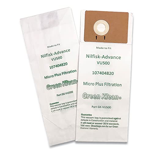 Green Klean GK-VU500-P Replacement Vacuum Bags, Fits Advance VU500 12-Inch & 15-Inch Uprights