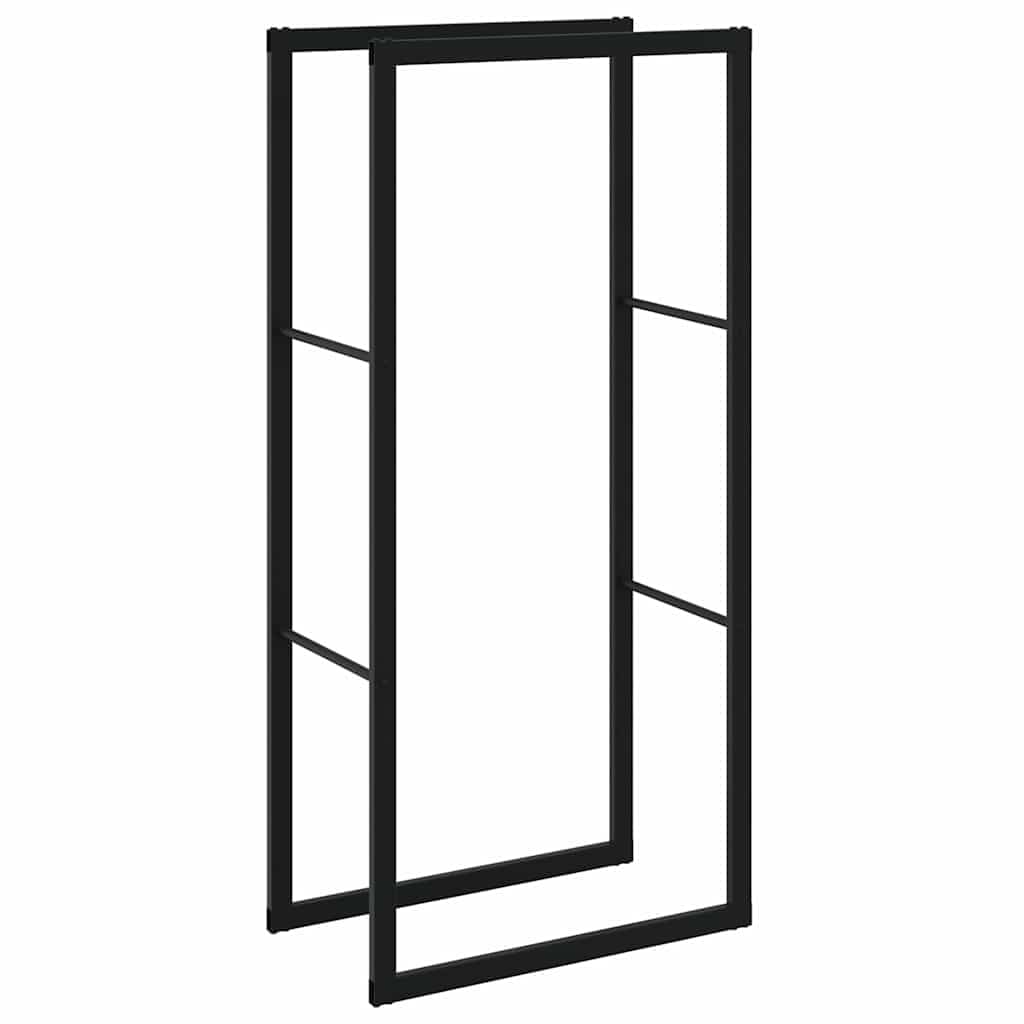 vidaXL Leñero de Acero Negro 55x30x116 cm, Soporte para leña, Estante para leña, Soporte para Troncos para Chimenea, Almacenamiento de leña