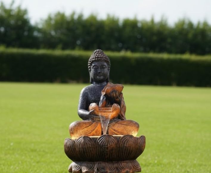 Image of Buddha Water Fountain 4 FT for Home & Garden Indoor Outdoor Fountain with LED Lights & Water Pump, Meditation Decor Showpiece